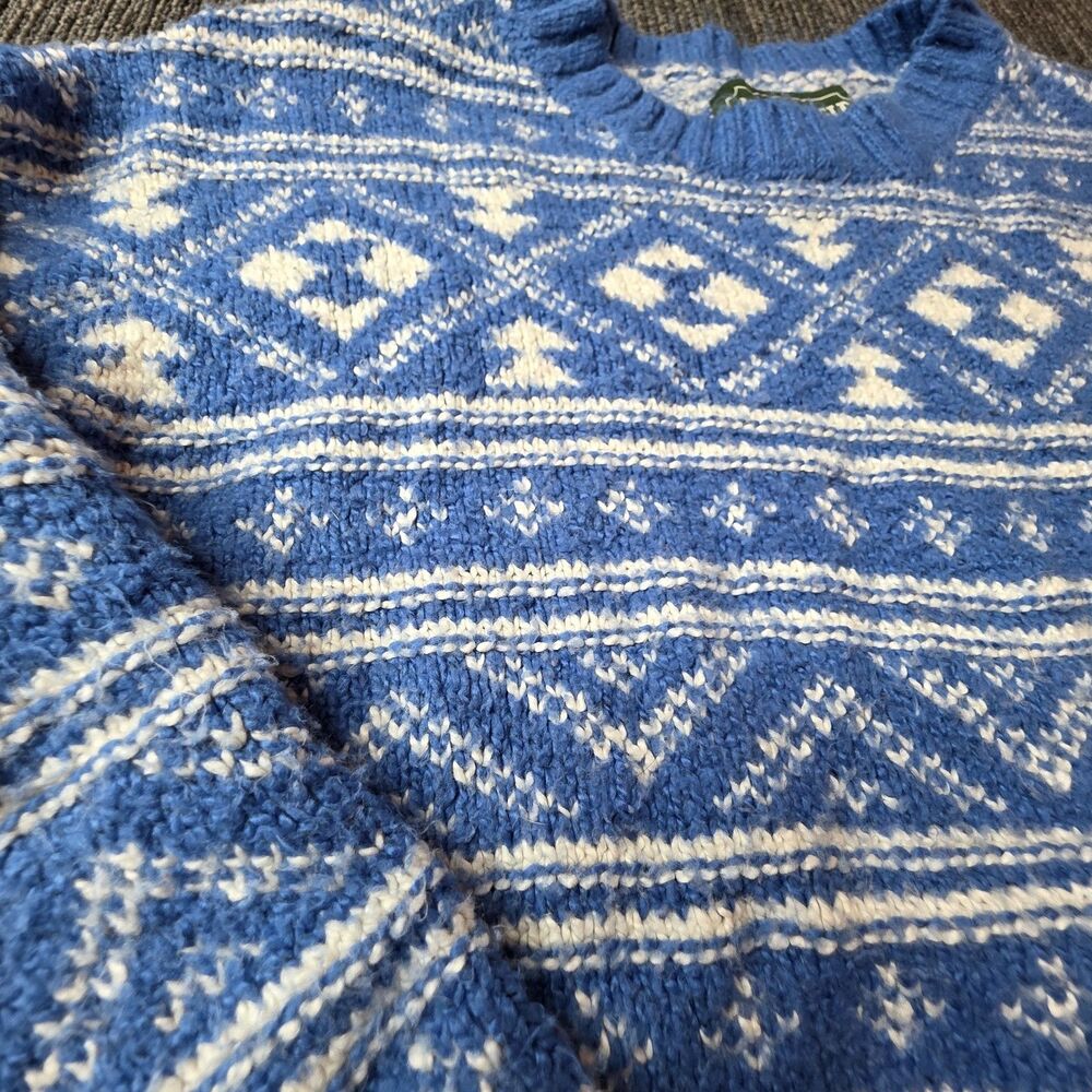 American Eagle Pullover Sweater Size Medium Blue Fair Isle Nordic Ski Winter - Picture 3 of 7